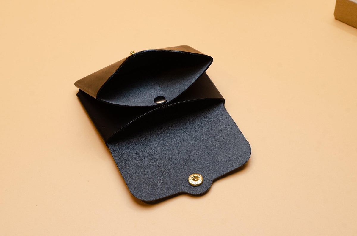 Damen Geldbeutel - Kleines minimalistisches Portemonnaie für Damen - Einzigartiges Geschenk - Schlanke Brieftasche - Farbe:Schwarz