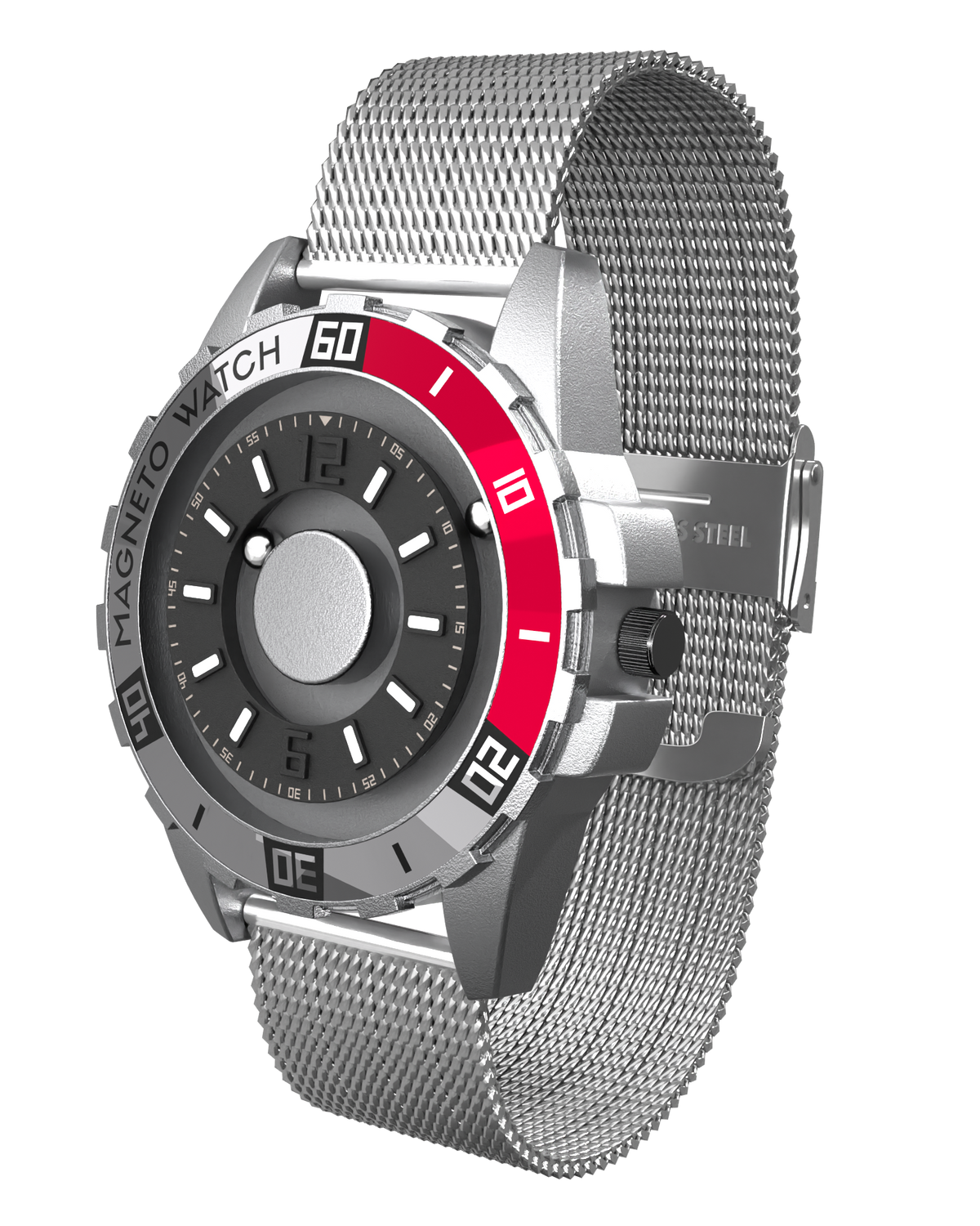 Uranus Silver Magnetzeiger Herren-Armbanduhr