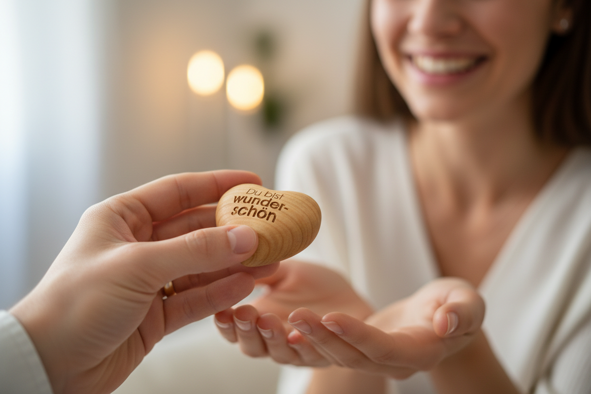 Holzherz Du bist wunderschön - Inspirierendes Geschenk mit Bedeutung
