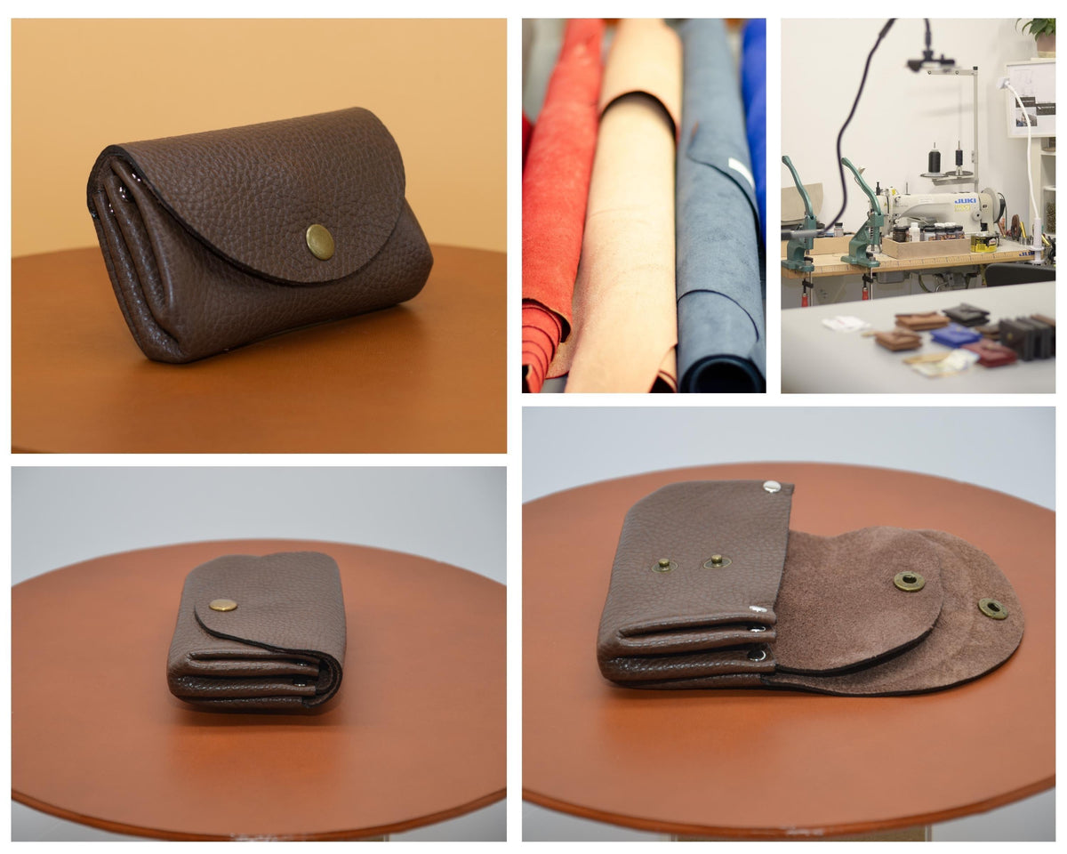 Damen Geldbeutel - Kleines minimalistisches Portemonnaie für Damen - Einzigartiges Geschenk - Schlanke Brieftasche - Schokobraun